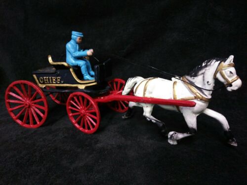 Cast Iron Police Chief Wagon Horse Drawn Carriage Vintage Antique Toys