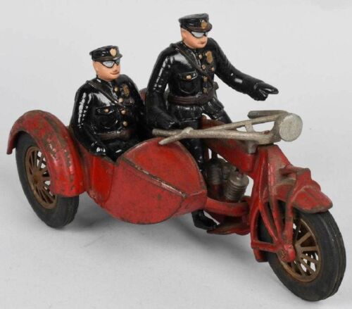 Orig 1930's Cast Iron Hubley Indian Motorcycle & Sidecar 9