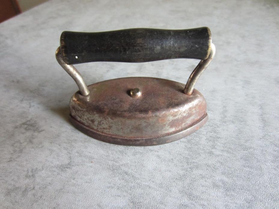 vintage Sad Iron child's sample wooden handle