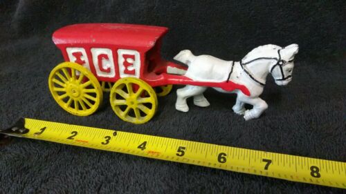 Old Time Cast Iron Ice Wagon Vintage Toys Horse Drawn Cast Iron Ice Truck