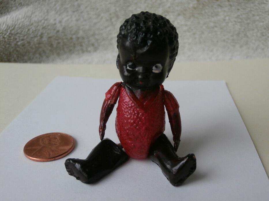 Rare Depression Era Bitsy Japan Celluloid Jointed Black Americana Doll 2 1/2