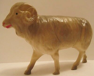 Old Celluloid Plastic Toy Ram / Sheep for Christmas Putz Village or Nativity