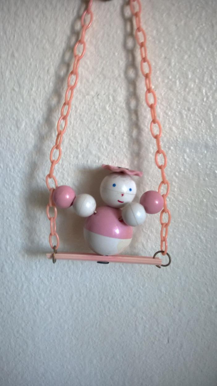 vintage  baby CELLULOID toy JAPAN doll 0N CELLULOID CHAIN PINK GIRL MFC073