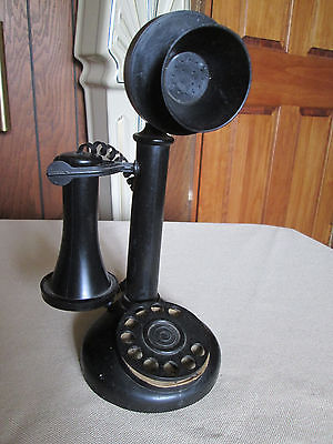Vintage Toy Celluloid / Bakelite Candlestick Telephone Dial with bell sound,