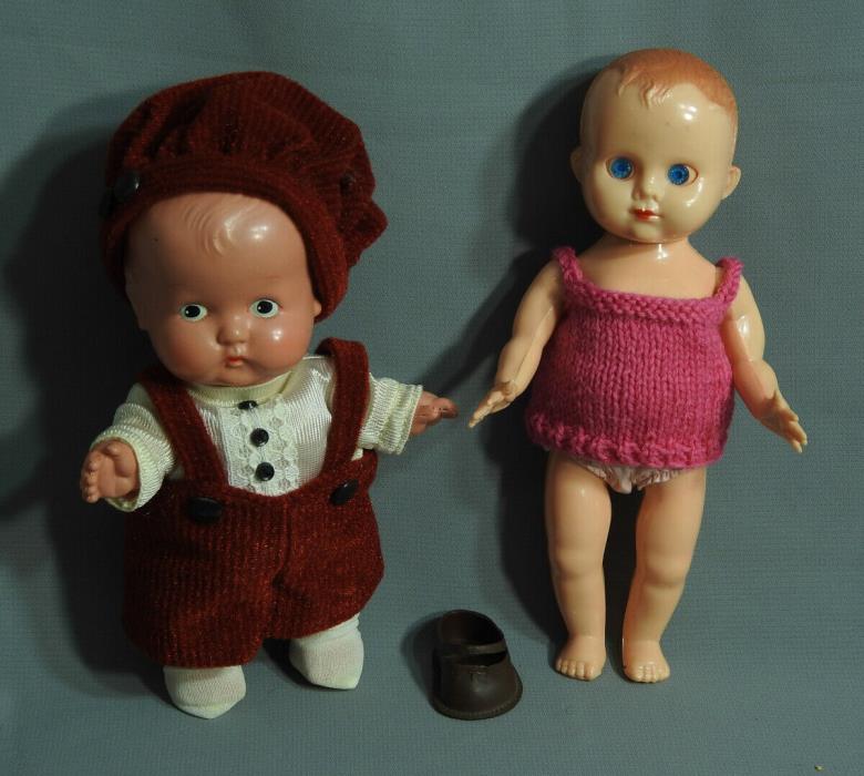 VINTAGE CELLULOID HARD PLASTIC BABY DOLLS LOT 1950'S JAPAN AND EMPIRE MADE 7,5