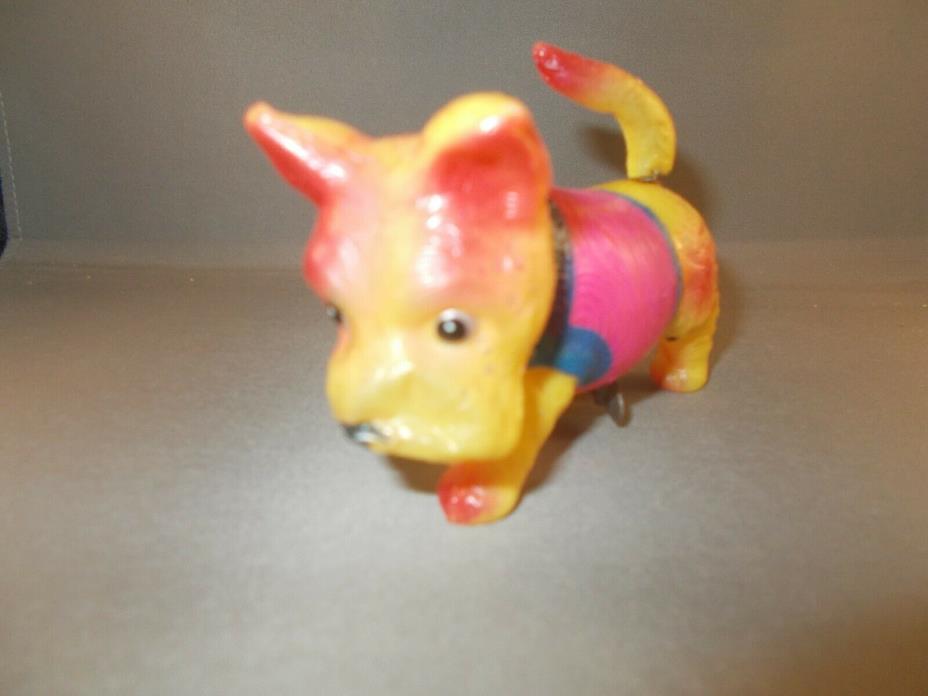 Vintage Celluloid Itchy Dog Toy w/Box made in Occupied Japan wind-up bobblehead