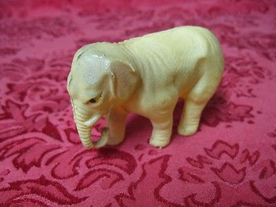 VINTAGE CELLULOID BEIGE PINK ELEPHANT FIGURE TOY #2