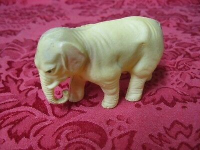 VINTAGE CELLULOID BEIGE PINK ELEPHANT FIGURE TOY #1