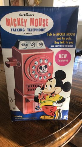 Vintage Hasbro Mickey Mouse Talking Payphone Telephone. 1968 New in Box 5431
