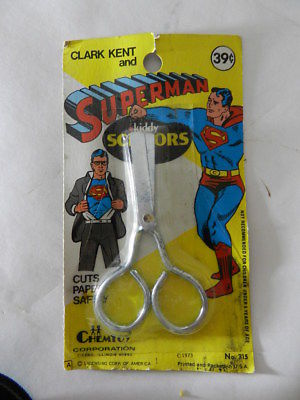 VINTAGE 1973 CLARK KENT & SUPERMAN SCISSORS BY CHEMTOY- VINTAGE SUPER HEROES TOY