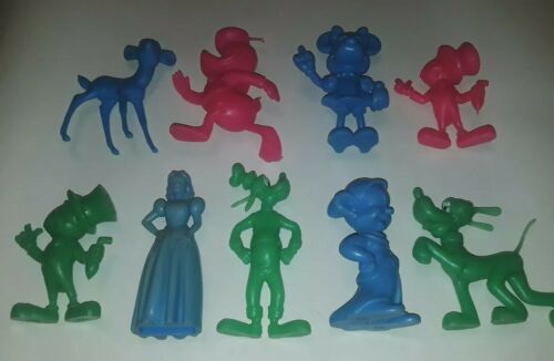 9x Louis Marx Walt Disney Plastic Figure Toy Lot Snow White Goofy Jiminy Cricket