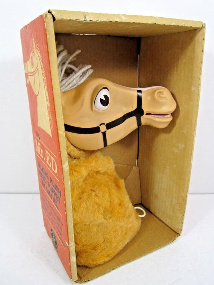 VINTAGE 1962 MR. ED TALKING PLUSH HAND PUPPET WORKING IN BOX 1960'S MATTEL TOY