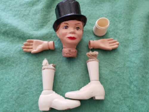 RAREVintage 1930's Charlie McCarthy Doll parts: head, shoes, hands