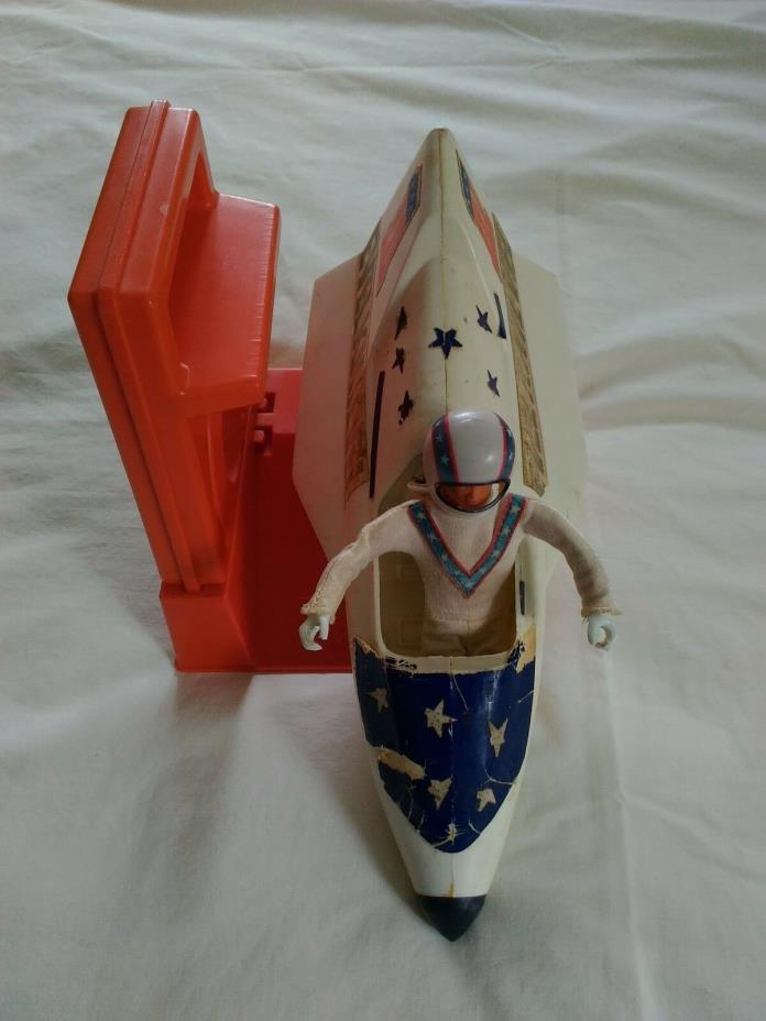 Vintage 1973 Evel Knievel Stunt Sky Cycle with Launcher and Action Figure