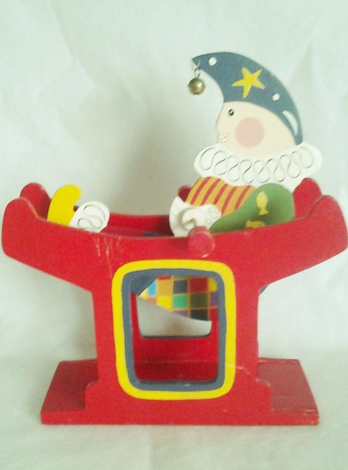 VINTAGE WOODEN  TUMBLING CLOWN TOY 