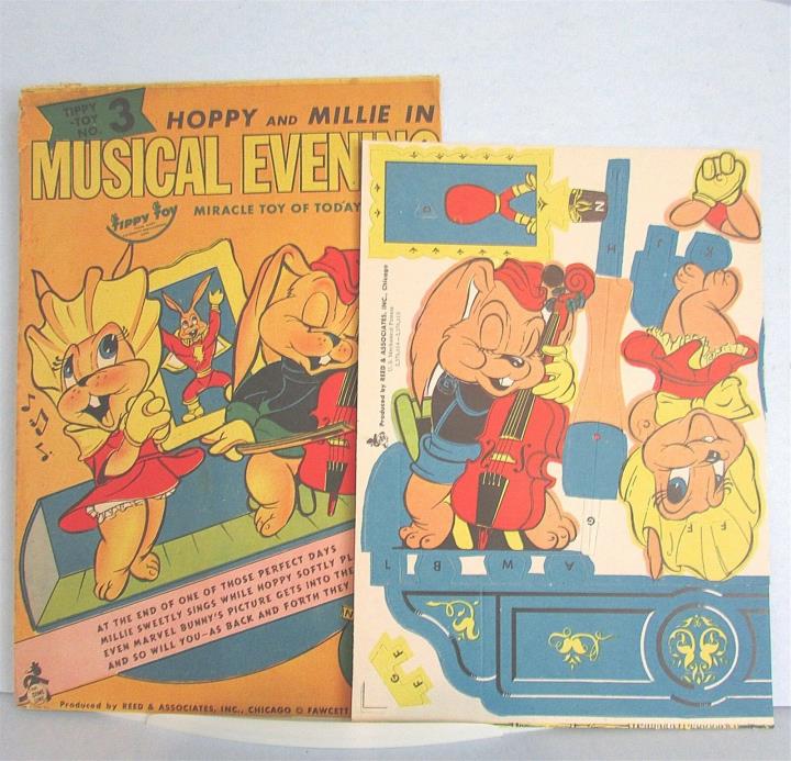 COMIC Marvel Bunny Hoppy Millie Punch Out Mechanical Tippy Toy in Envelope 1940s