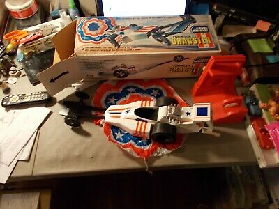 VINTAGE 1975 IDEAL EVEL KNIEVEL FORMULA 1 DRAGSTER WITH BOX AND PARACHUTE