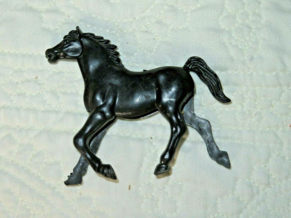 VINTAGE PLASTIC HORSE Black Prancing 3.5