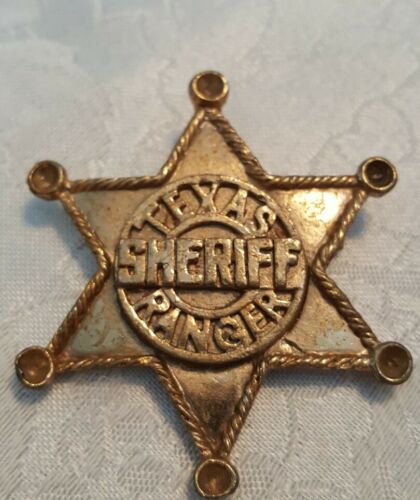 Collectible 1950's TEXAS RANGER SHERIFF STAR COWBOY BADGE METAL PIN