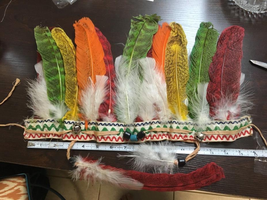 Vintage Kid's Toy Indian Head Dress Feathers