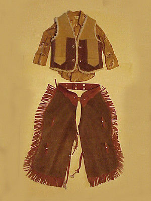 Vintage 1950's Children's Western Cowboy Leather size 4 Vest Shirt and Chaps