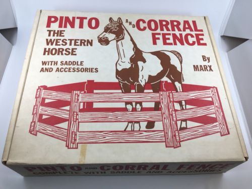 Vintage 1971 Pinto The Western Horse and Corral Fence w/ Accessories ~ Marx Toys