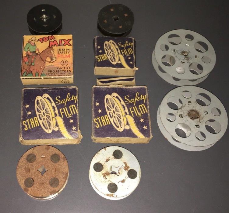 BIG 1930's TOM MIX 16mm HOME FILM LOT + BOXES ~ KEYSTONE + STAR FILM!