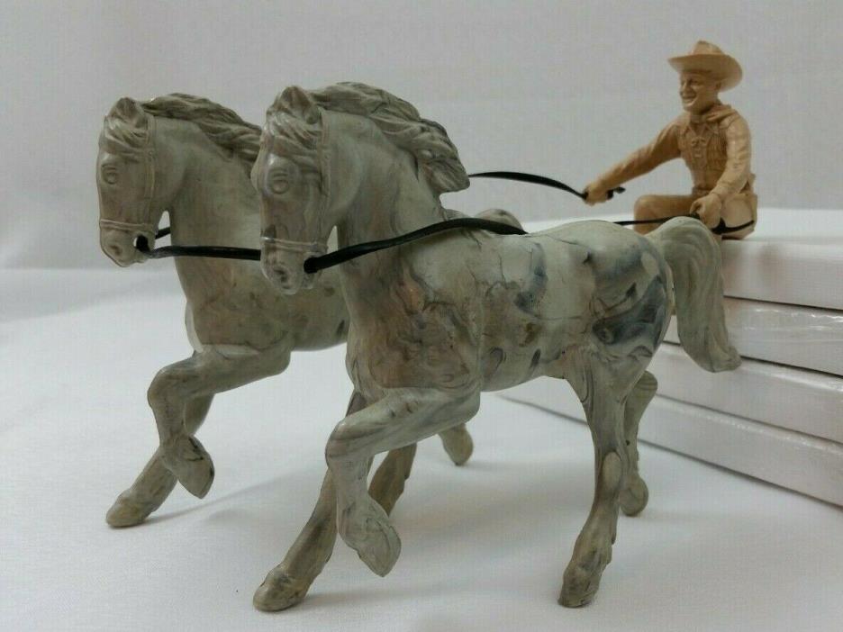 Vintage Ideal Roy Rogers Fix-It Stagecoach / Chuck Wagon Driver & Horses & Reins