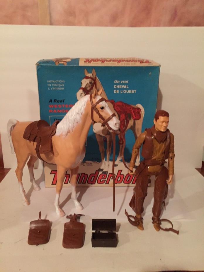 Marx Canada Johnny West & Thunderbolt Horse, Accessories & Rare Bilingual Box