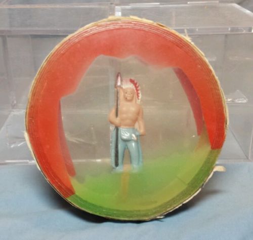 VTG Celluloid Native American Indian Figure in Drum Baby RATTLE Noisemaker 1930s