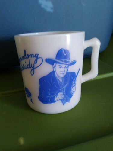 1950's HOPALONG CASSIDY  BLUE  GRAPHICS  COWBOY~~CHILDS CUPS OR MUGS Vintage