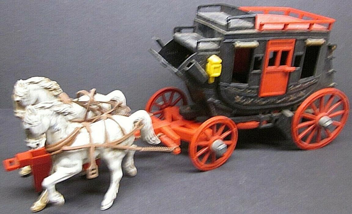 1950s Ideal Roy Rogers Black Stage Coach for Parts / Repair Coach Horses Harness