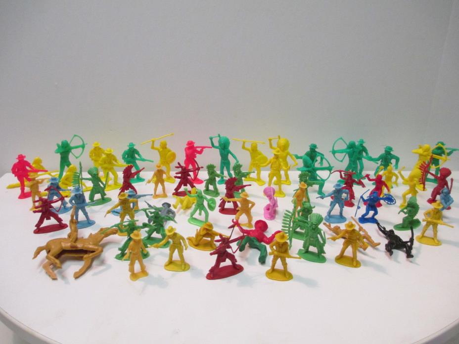 COWBOYS AND INDIANS LOT OF 64 PLASTIC