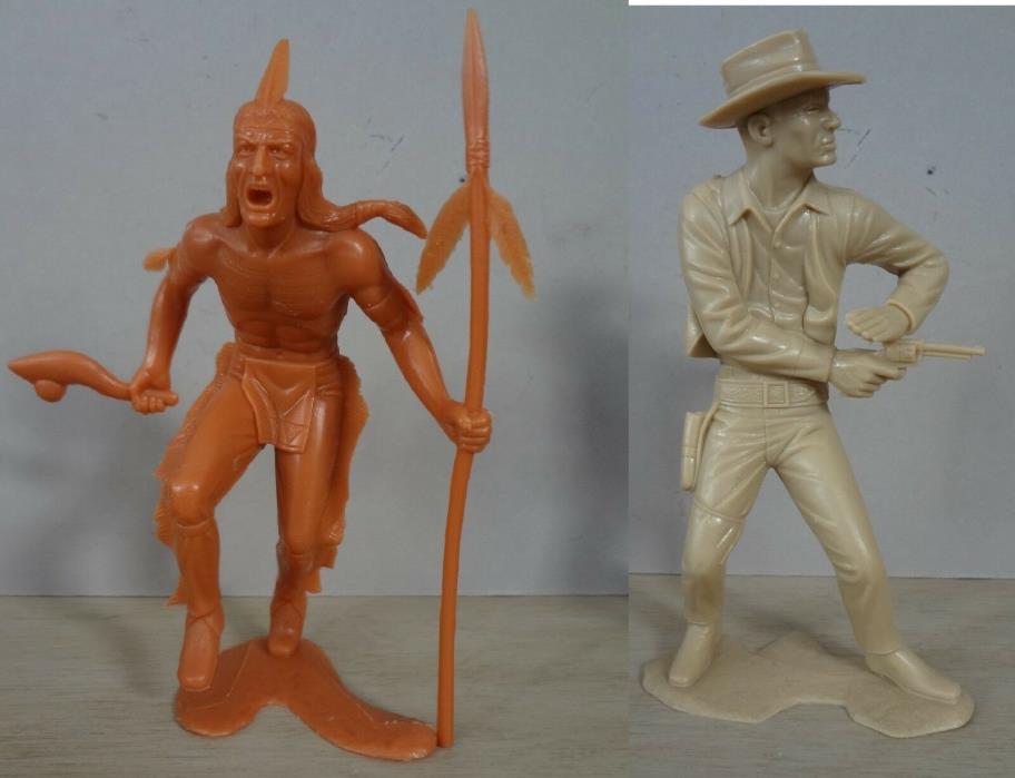 2 Vintage 1964 MARX INDIAN CHIEF COWBOY Figures 1964 Gunslinger Warrior toys 6