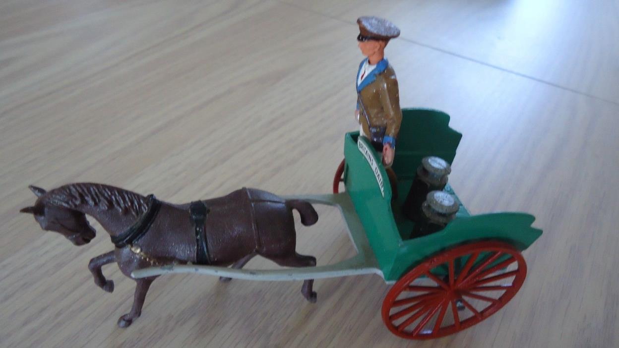 Vintage Britains Ltd Horse Wagon Man And Two Milk Cans  Made in England