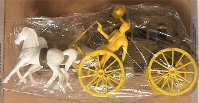 Vintage Marx Brown with Yellow Wheels Stage Coach with White Horses