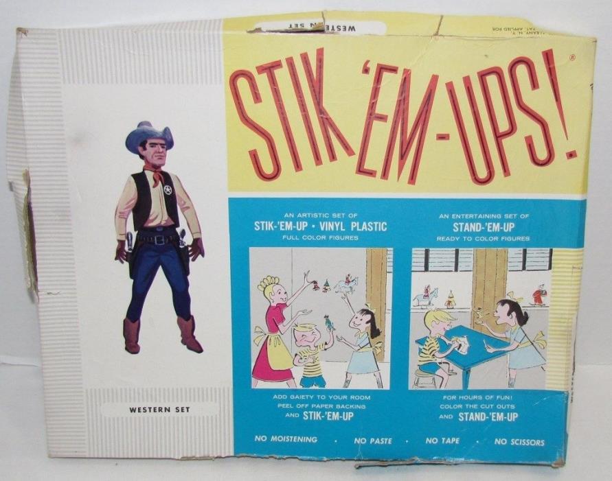 1958 Cowboy Western Set Stick 'Em-Ups wall decorations in package
