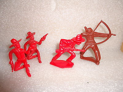 4 Vintage Tim Mee Cowboys and Indians 3 Inches Tall