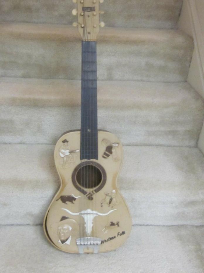 Vintage Gene Autry Emenee plastic guitar- needs repair, cheap