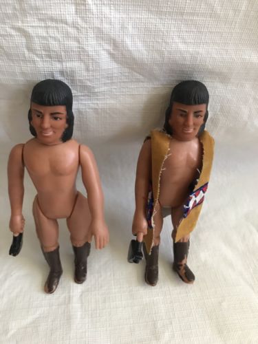 Vintage Durham Inc. 1974 Hong Kong Indian Action Figures with Weapons