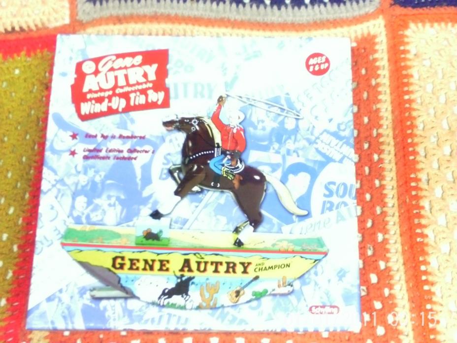 GENE AUTRY WIND UP TIN TOY - ALARM CLOCK- FLASHLIGHT