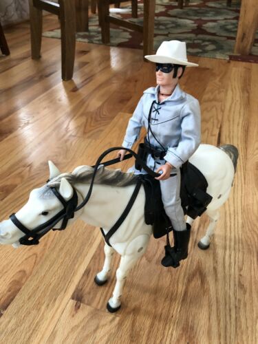 Vintage 1973 Gabriel Lone Ranger Action Figure With Jointed Horse Silver Set