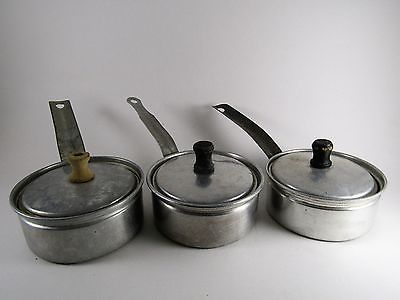 Vintage Aluminum Toy Pans With Lids Set of 3