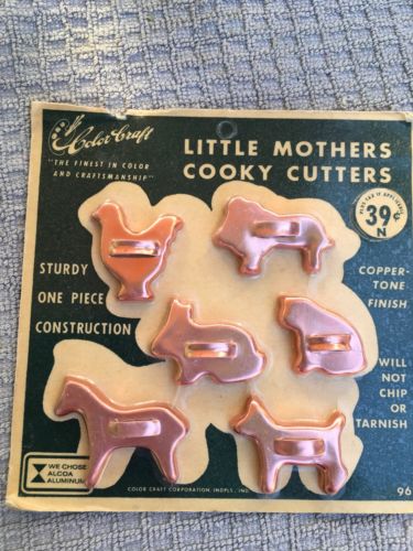 Vintage Toy Aluminum Cookie Cutters Six Pieces Child Size New Old Stock