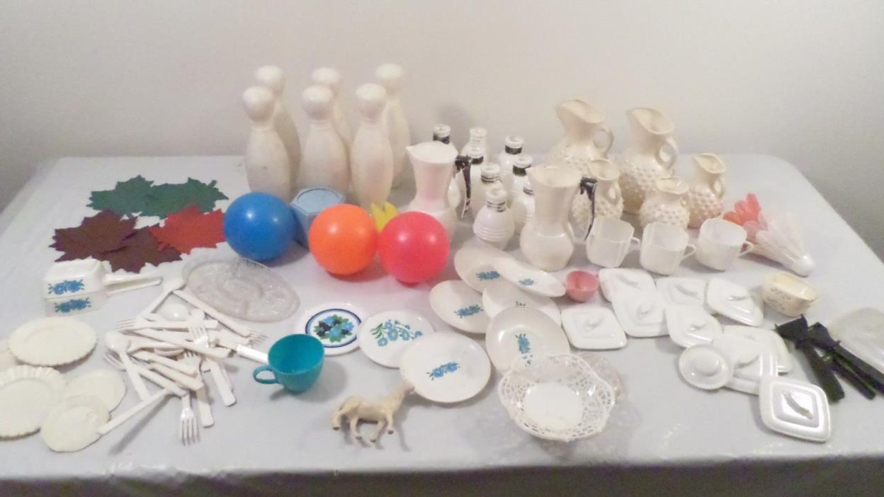Large Lot Vintage Childs Pretend Play Dishes Toys Bowling Pins Toys