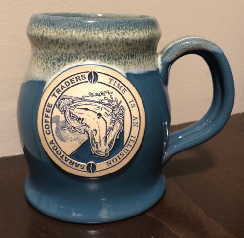 New 2018 Saratoga Coffee Traders Mug Time is an Illusion Dali Deneen Pottery