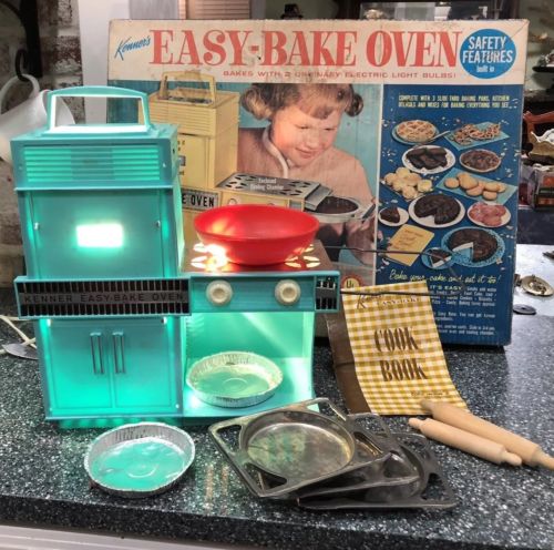 Vtg 1960s Kenner's Easy Bake Oven Original Box Accessories Toy Works!