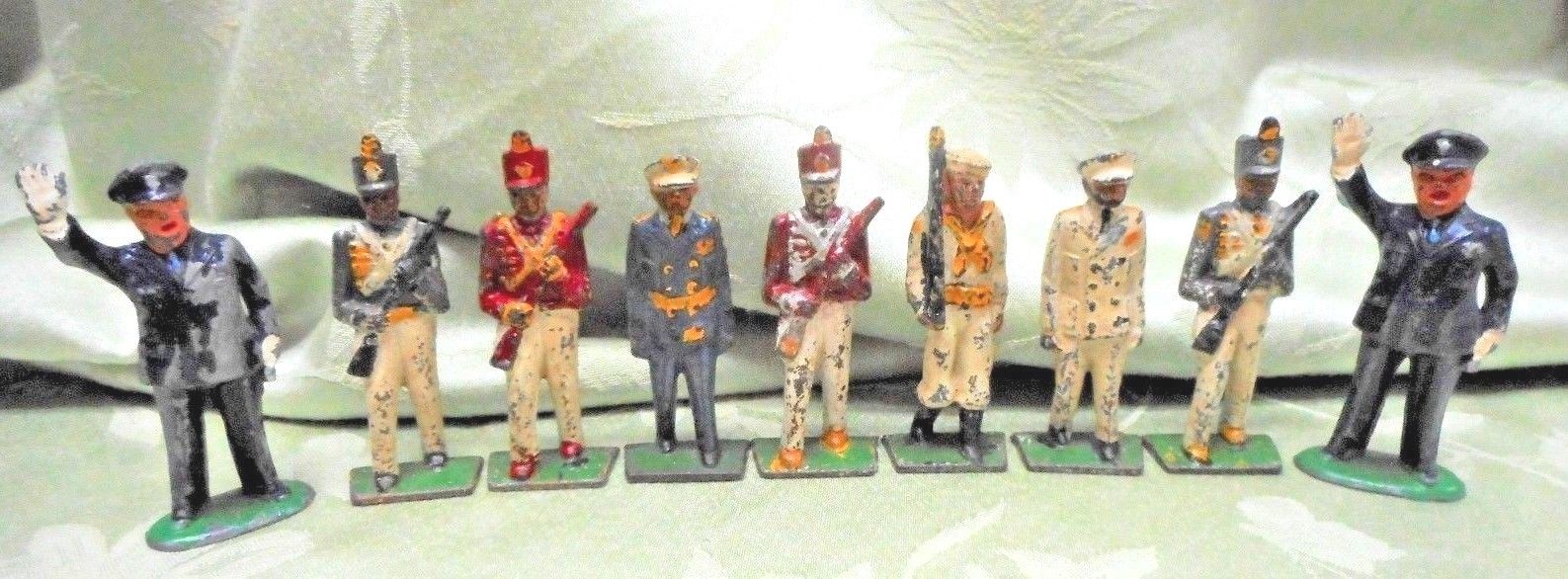 Antique Lead Toy Soldiers Policemen Military Lot of 9