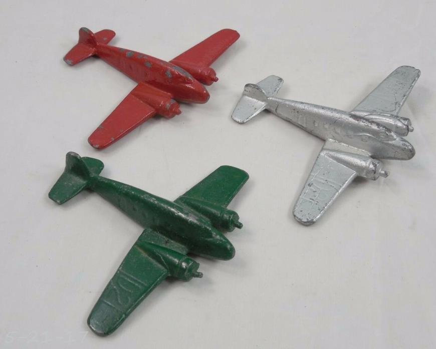 3 Vintage Lead Airplanes Bombers Casting Set