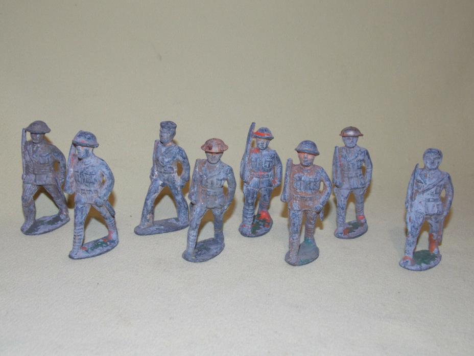 Estate Vintage Lot of Eight Army Soldiers Barclay / Manoil Doughboy Lead Figures